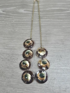 COLLAR de cadena de plata vintage de celuloide de tortuga y óperculo ojo de gato de la década de 1930 - Imagen 1 de 8