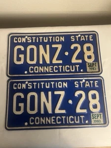 2 Oldtimer Connecticut Vanity Spezial Nummernschild GONZ-28 Verfassungsstaat - Bild 1 von 8
