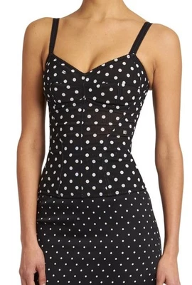Dolce And Gabbana Polka Dot Corset Bustier Top NWT 40/4 Zipper Going Out Party - Image 1 of 4