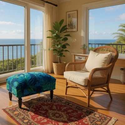 Floral Fabric Tapestry Ottoman Footstool With Drawer Lounge Padded Footstool - Image 1 of 4