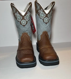 Neu im Karton Justin Damen-Westernstiefel Prairie süße Stickerei 7,5 braun/türkis - Bild 1 von 5