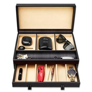 Stock Your Home Watch Box with Valet Drawer for Dresser - Mens Jewelry Box with - Bild 1 von 7