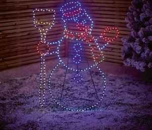 Xmas Snowman Motif 1M x 79cm Flexibright 390 Multicolour LEDs Decoration - Picture 1 of 3
