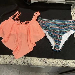 Tankini High Waist Two Piece Bathing Suit XL - Picture 1 of 8