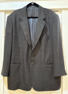 Abrigo Deportivo Blazer De Colección Oleg Cassini Para Hombres 48 Lana Cachemira Verde Oliva Pata de Gallo Foto 1 de 4