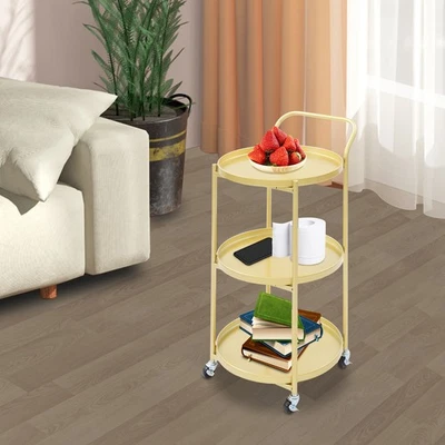 Metal Frame Serving Cart for Kitchen, Rolling Bar Cart, Mobile Storage Cart - Image 1 of 4