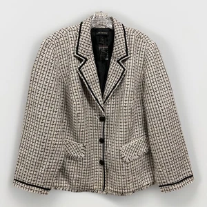 Lane Bryant neu mit Etikett karierter einreihiger Business-Blazer Damengröße 24 ausgefranster Saum - Bild 1 von 14