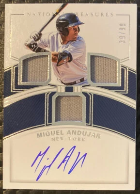 2018 National Treasures Rookie Triple Material Miguel Andujar 39/99 Yankees - Image 1 of 2