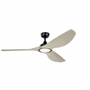3-Blade Ceiling Fan with Light Kit in Satin Black Powder Coat with Propeller - Picture 1 of 6