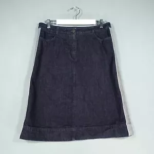 Toast Skirt Womens 12 Blue Navy Denim Knee Length Selvedge Jean Zip Fly Casual - Picture 1 of 18