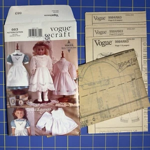 Vogue Heirloom Old Fashioned Dresses Sewing Pattern 663 for 18” Dolls Uncut - Picture 1 of 8