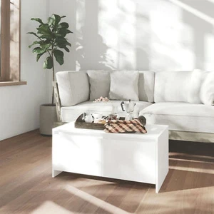 Coffee Table White 90x50x41.5 Chipboard E8O6 - Picture 1 of 8