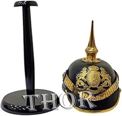 Helmet German Leather Prussian Pickelhaube Collectible Militaries Grade Brass - Image 1 of 4