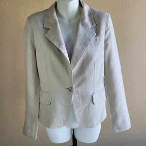 ADRIENNE VITTADINI Women's Ivory Blazer Single-Breasted 100% Linen Size S - Picture 1 of 9