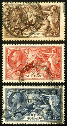 Great Britain Stamps # 222-4 Used VF Edward VI Seahorses Scott Value $275.00 Cover
