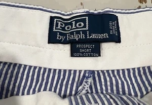 Polo Ralph Lauren Seersucker 38 Shorts Chino Prospect Blue Striped Cotton Cruise - Picture 1 of 7