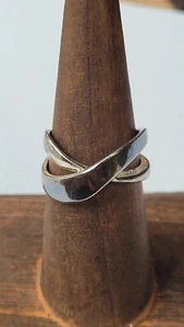 Anillo estilo bypass cruzado de plata de ley .925 vintage talla 8 - Imagen 1 de 6