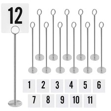 3X(12 Inch Table Number Holder with Number Cards Set (1-12) Sturdy Chrome P R3R0