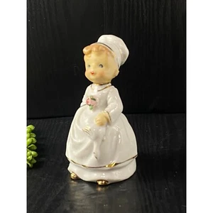 Norcrest Woman Cook Bell Holding Duck Chef Hat Long Skirt and Apron Rose Side Ey - Picture 1 of 8