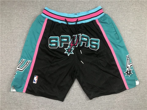 San Antonio Spurs Vintage Men Black with Pockets Basketball Shorts NEW Just Don Cover