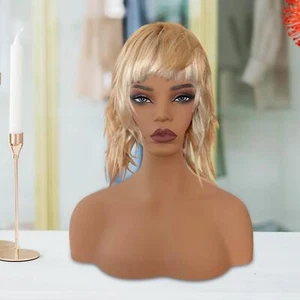 Realistic Female Mannequin Head with Shoulder Manikin Head for Wig Necklace - Picture 1 of 5
