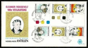 SE64 NETHERLANDS ANTILLES 1984 FDC Eleanor Roosevelt's 100th birthday gutterpair - Picture 1 of 2