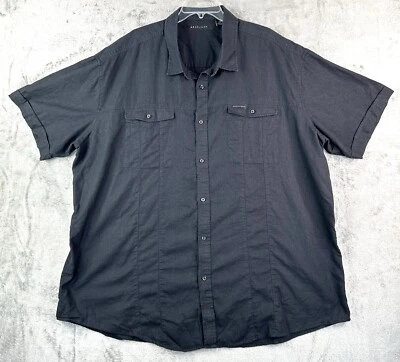 Camisa Sean John Para Hombre 4XB Negra Lino Manga Corta Bolsillos Abotonados Foto 1 de 4