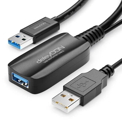 DELEYCON 10m USB Verlängerung Aktiv USB3.2 Gen1 5GBit/s Verlängerungskabel USB-A zu USB-A