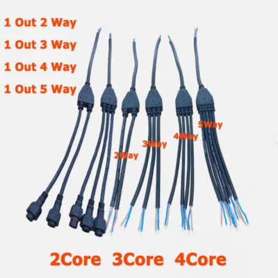 2/3/4Core IP67 Waterproof Outdoor Cable Plug Parallel Connector Splitter 2-5Pin  - Image 1 of 4