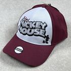 Disney Hat Mens Maroon White Mickey Mouse Cartoon Adjustable Theme Park NWT