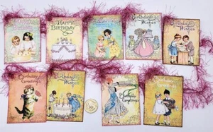 9~Birthday~Handmade~Vintage Style~Linen Cardstock~Gift Tags~Parties~Crafts - Picture 1 of 1