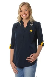 UG Apparel Michigan Wolverines Button Down Tunic Shirt Top Small or Medium - Picture 1 of 2