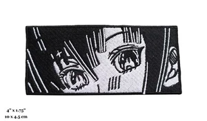 Cute Anime Manga Girl Eyes Black And White Embroidered Iron On Patch - Picture 1 of 2