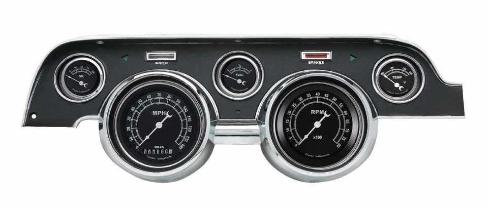 Classic Instruments 1967 - 68 Ford Mustang Gauge Cluster Black Dash Bezel mu67tr - Image 1 of 1