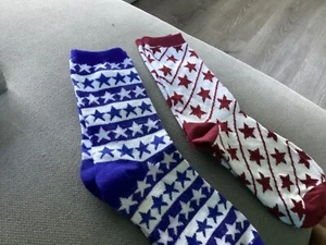 Patriotic Socks American-TWO pair -navy blue & white stars & white red stars - Picture 1 of 5