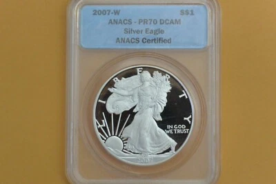 2007-W 1oz Proof Silver American Eagle ANACS PR70 - Hairline Cracks - Image 1 of 4