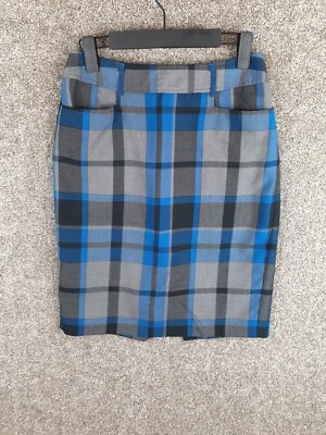 Falda Lápiz Dressbarn Azul Gris A Cuadros Mujer 6 Bolsillos Carrera Preppy Académica Foto 1 de 4