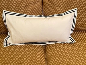 Hudson Park Collection white Egyptian cotton percale 10x20 pillow black trim NWT - Picture 1 of 4