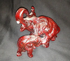 Estatuilla de elefantes madre y bebé animal resina dura-troncos pesados - Imagen 1 de 5