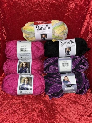 Red Heart Boutique Sashay 粉红色,紫色丙烯酸纱超笨重 #6 针织 7 骨架 — 第 1/4 张图片