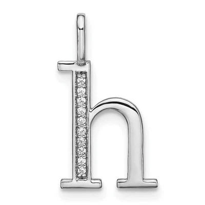 14K White Gold Real Diamond Lower Case Letter H Initial Pendant - Image 1 of 4