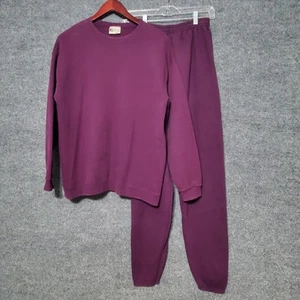 VTG 90s Cheetah Blank Sweatshirt Sweatsuit Jogger Womens M Purple Athleisure - Picture 1 of 14