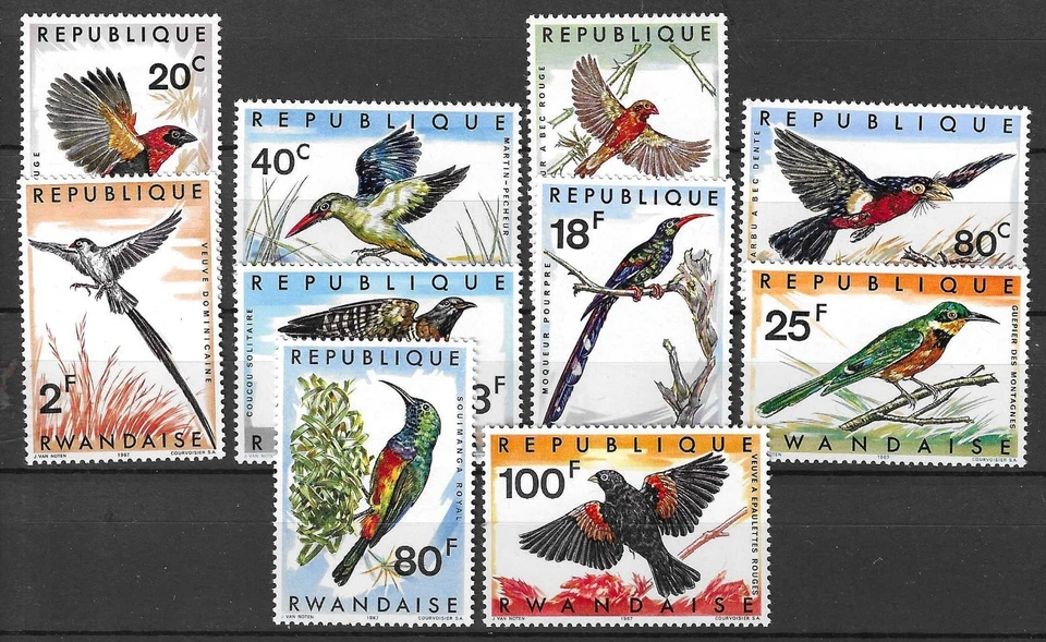 Rwanda 1967 Wildlife Fauna Birds Vögel Oiseaux compl set MNH - Image 1 of 1