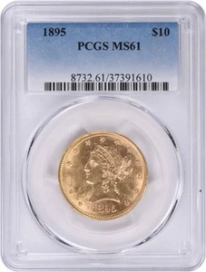 1895 $10 Gold Liberty Head MS61 PCGS - Picture 1 of 4