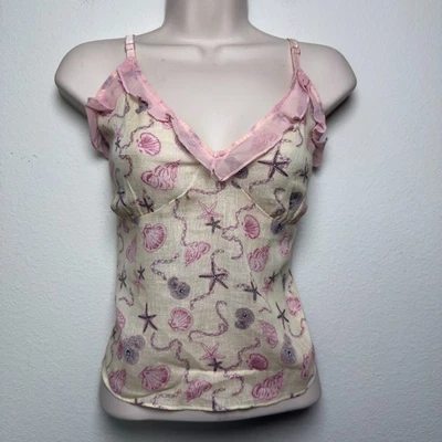 Y2k Hot Kiss Feminino Fairy Coquette Babydoll Cami Top Grande Acabamento com Babado Novidade - Imagem 1 de 4