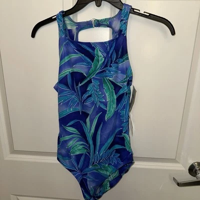 NUEVO Traje de Baño Beach Native Tank Azul Tropical Talla 12 Espalda Corredora  Foto 1 de 4
