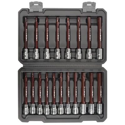 3/8-Inch Drive Extra Long Allen Hex Bit Socket Set 19PCS- Standard SAE & Metr... - Image 1 of 4