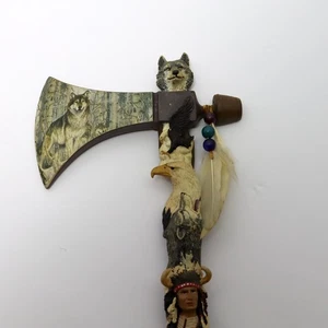 Bradford Exchange Saison des Wolfes Tomahawk Reise Skulptur 12 Zoll erste Ausgabe - Bild 1 von 8