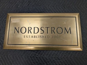 NORDSTROM ESTABLISHED 1901 BRASS ENTRANCE WALL CORNER STONE PLAQUE 26”x13” HEAVY - Picture 1 of 8