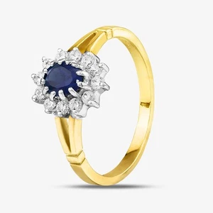 Anillo con racimo de cristal azul y transparente de oro amarillo de 9 quilates DIV006B - Imagen 1 de 4